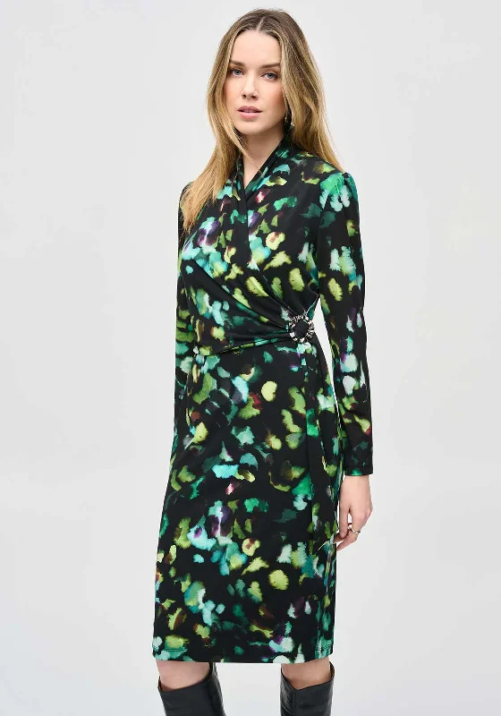 Joseph Ribkoff Abstract Print Wrap Dress, Black Multi