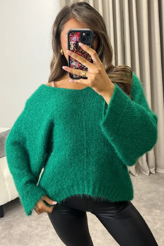 Ebonie Green Slouchy Knit Jumper